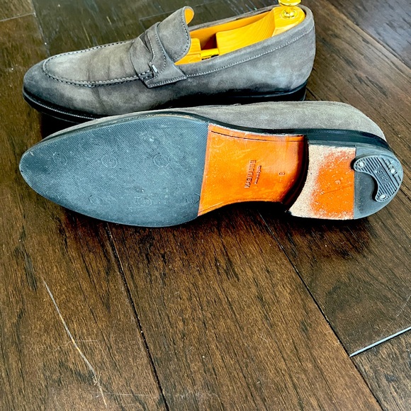 Magnanni & Saks Fifth Avenue Gray Suede Loafers - Picture 6 of 8